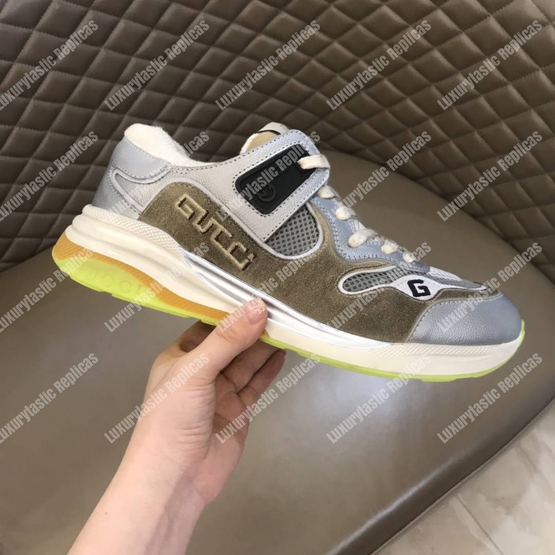 G*u*i ultrapace sneaker silver metallic leather
