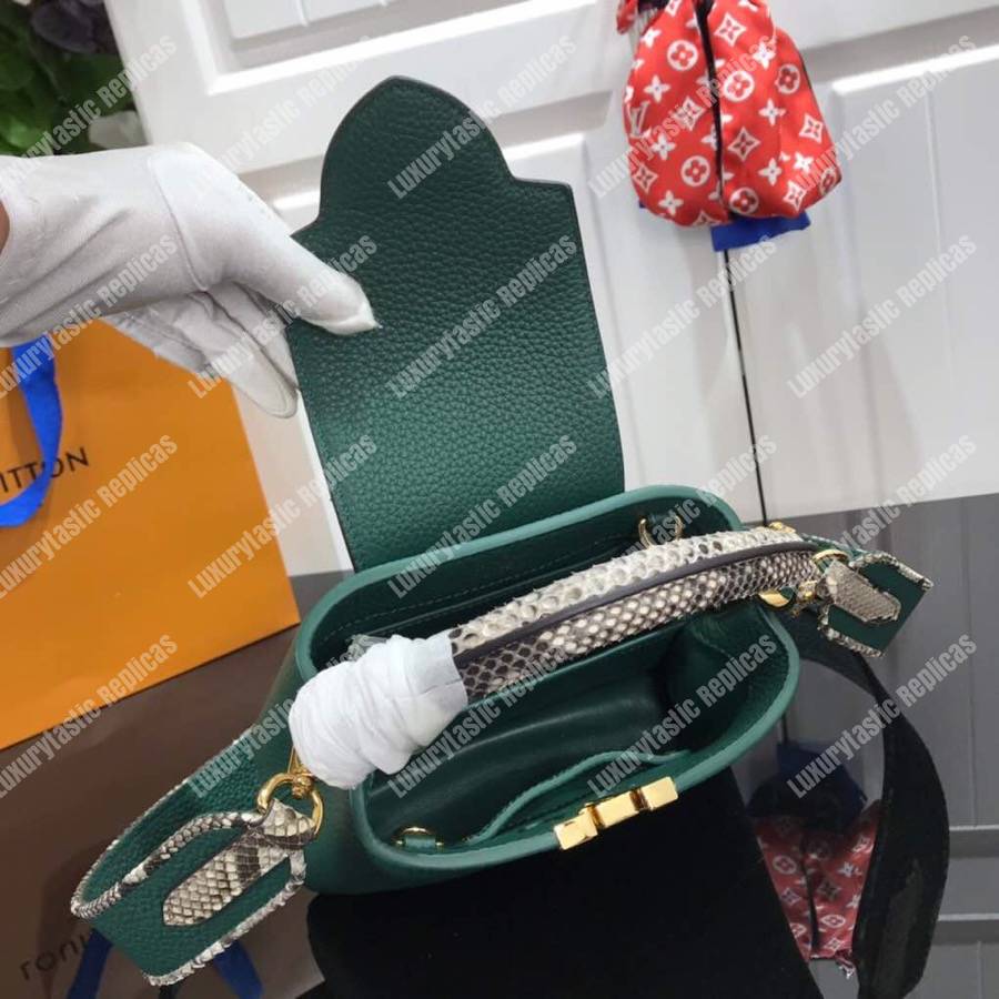LV Capucines Mini Taurillon Python Emeraude