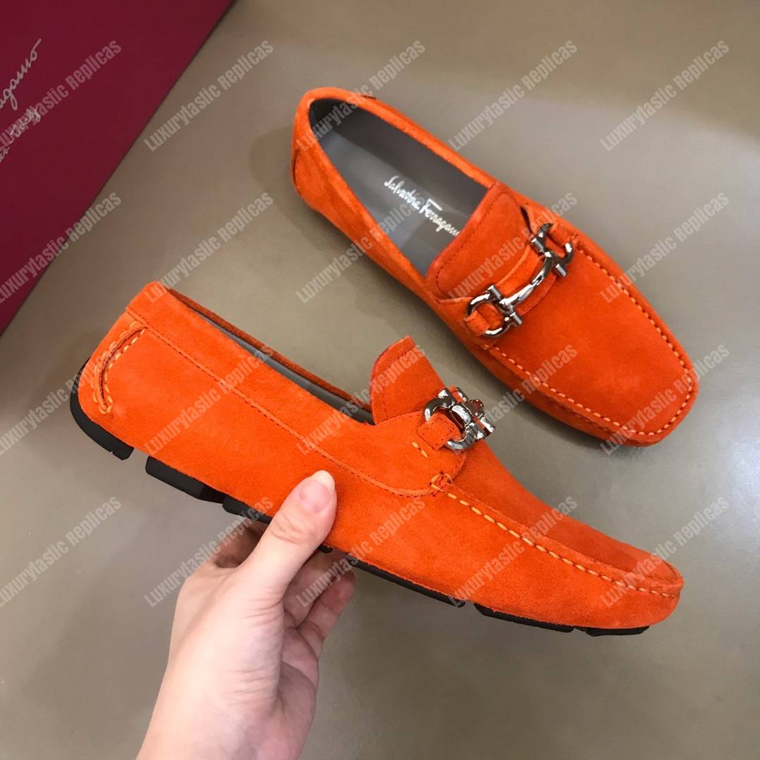 Salvatore Ferragamo Gancini Driving Shoe Orange