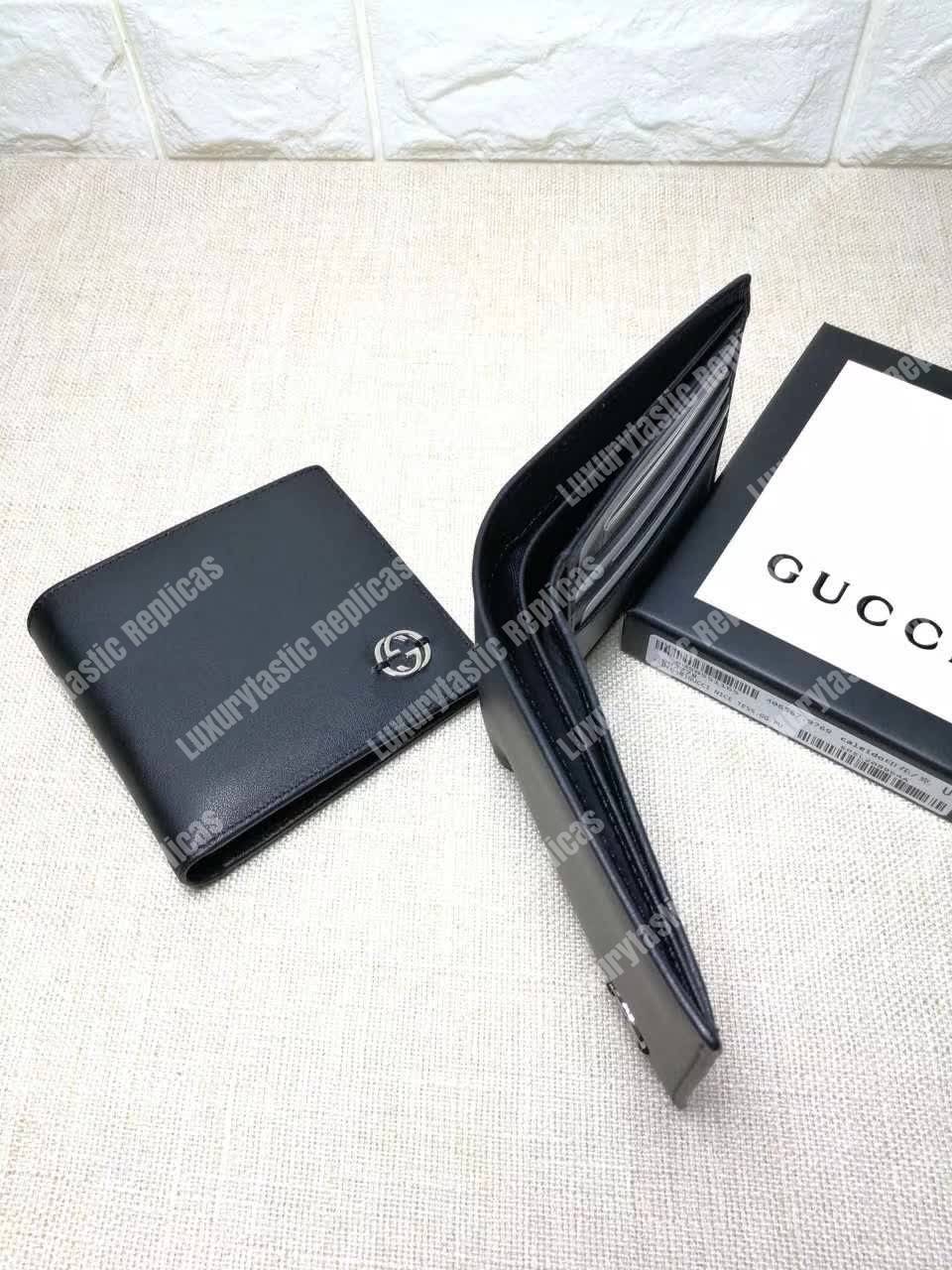 G*u*i leather bi-fold wallet black