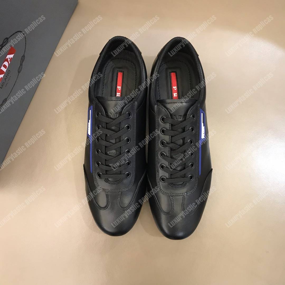 Pra*a nappa leather sneakers black/blue