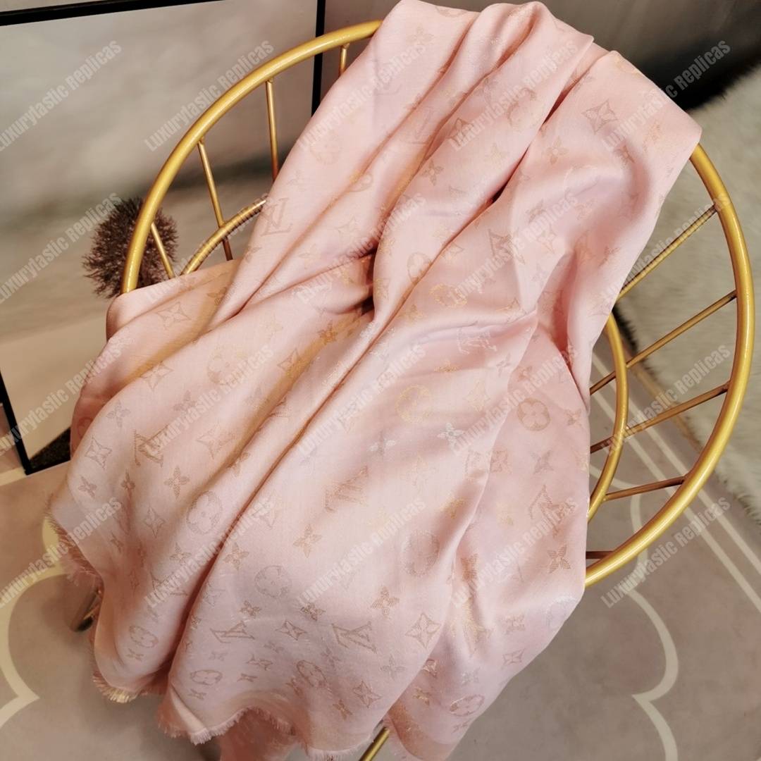 LV Monogram Shine Shawl Rose Velours