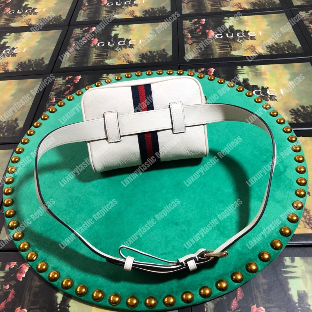G*u*i ophidia white leather small belt bag
