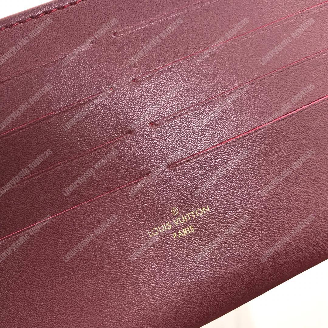 LV Pochette Felicie Monogram Vernis Leather Amarante