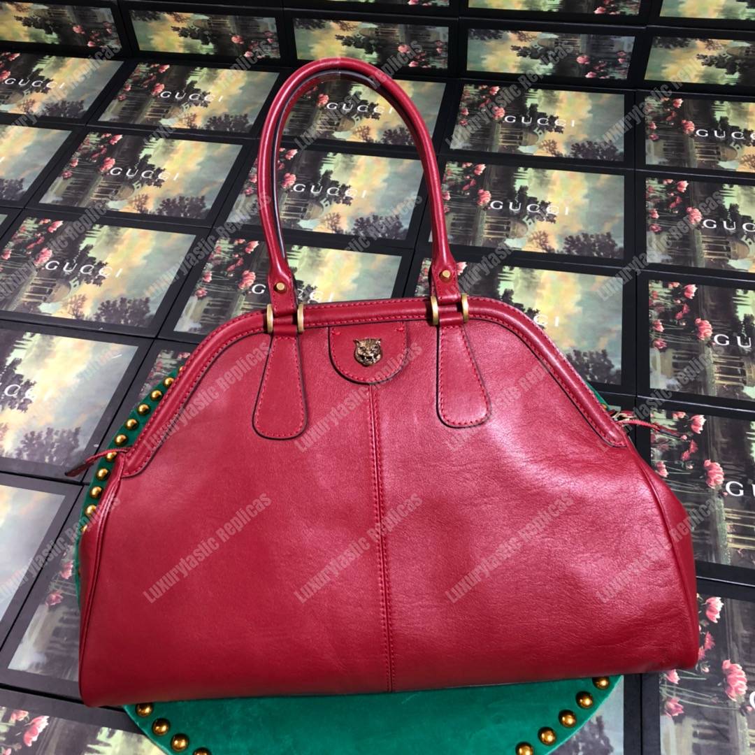 G*u*i re(belle) large top handle tote leather red