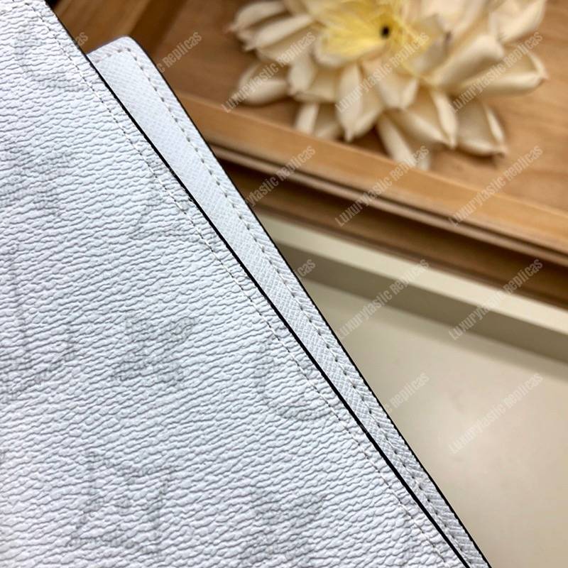 LV Brazza Wallet K45 Taiga Monogram Blanc