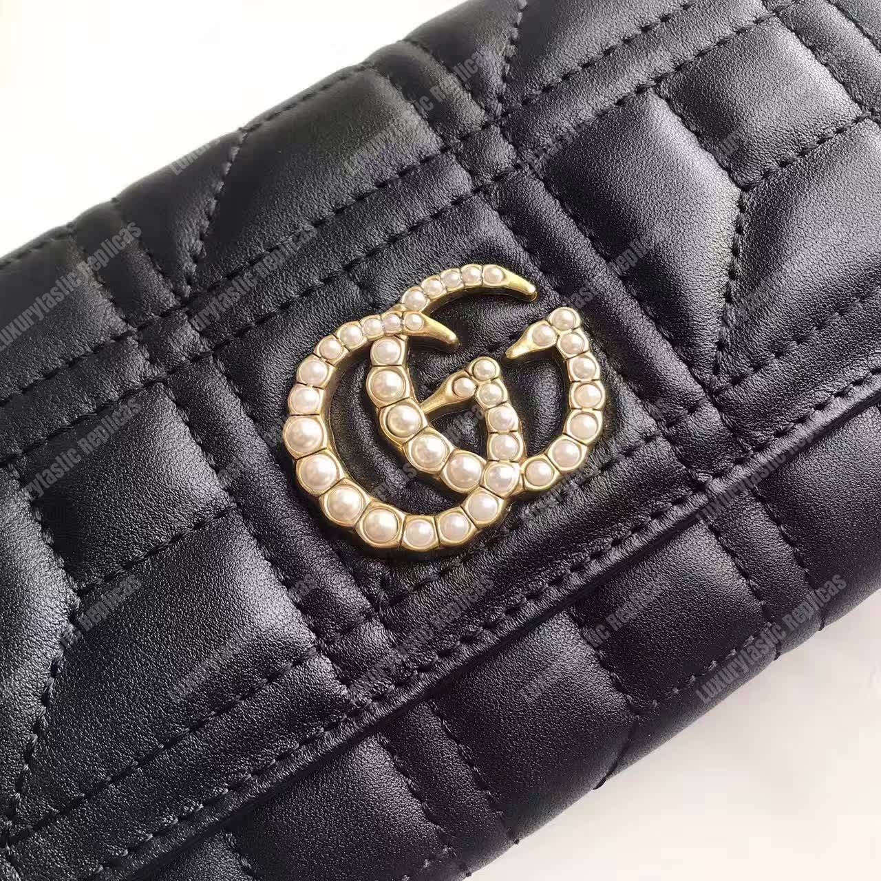 G*u*i gg marmont quilted continental wallet black