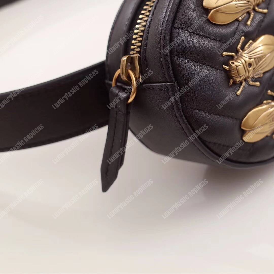 G*u*i gg marmont animal stud matelassé belt bag black