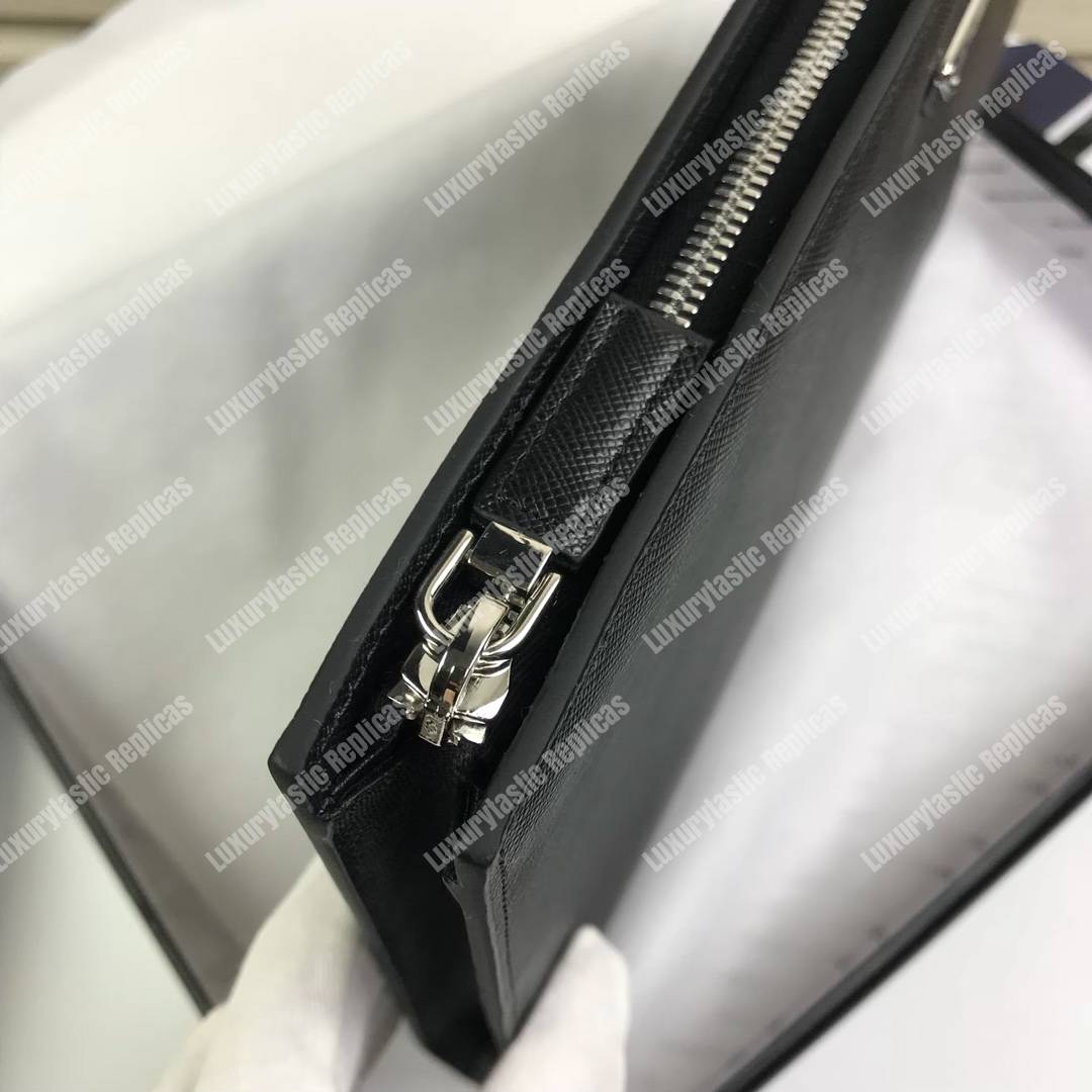 Pra*a saffiano leather document holder triangle logo black