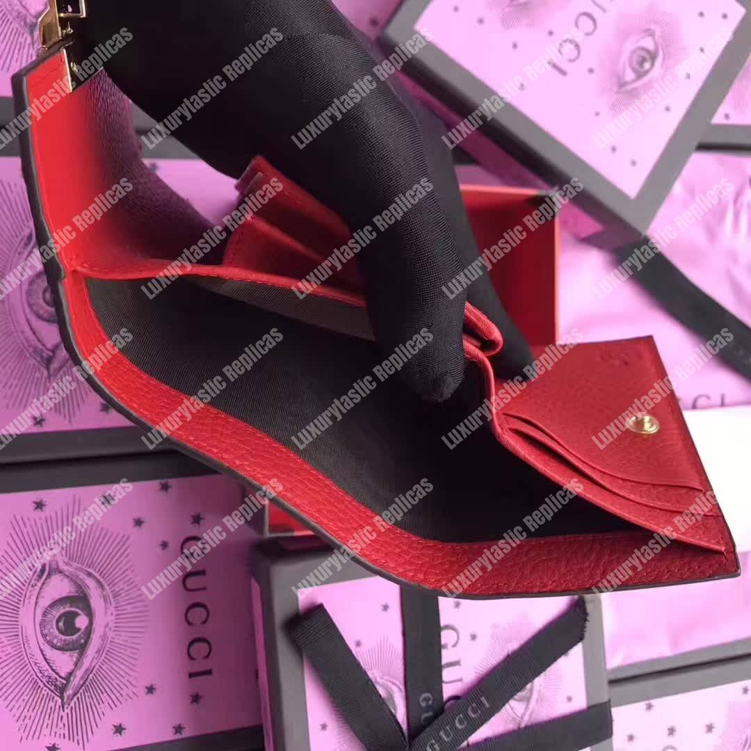 G*u*i padlock wallet hibiscus red