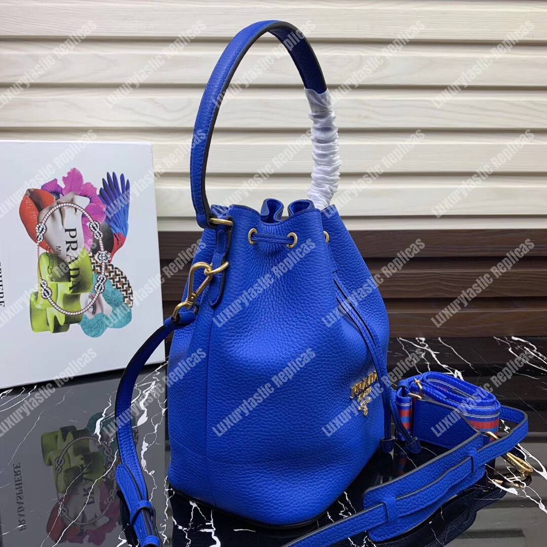 Pra*a leather bucket bag blue