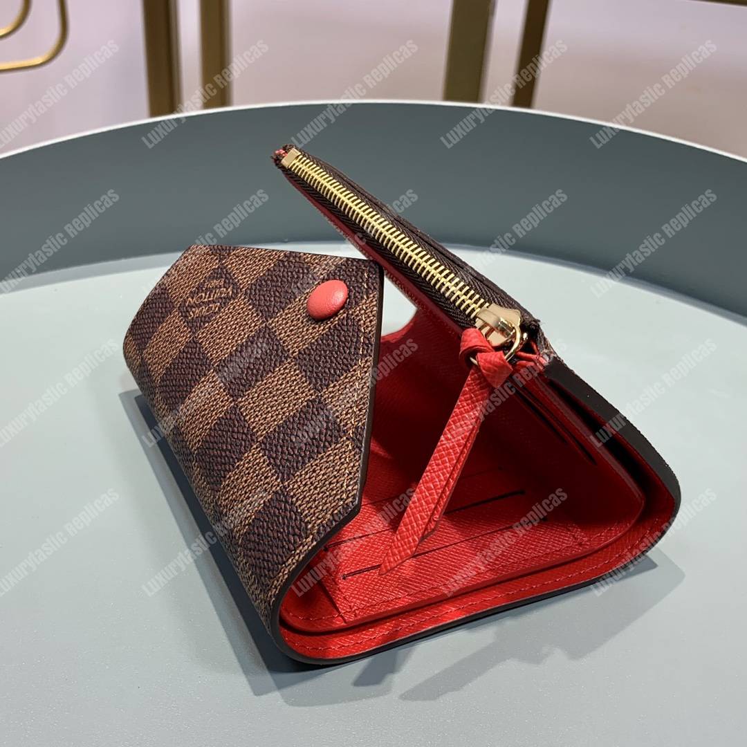 LV Victorine Wallet Damier Ebene Cerise Red