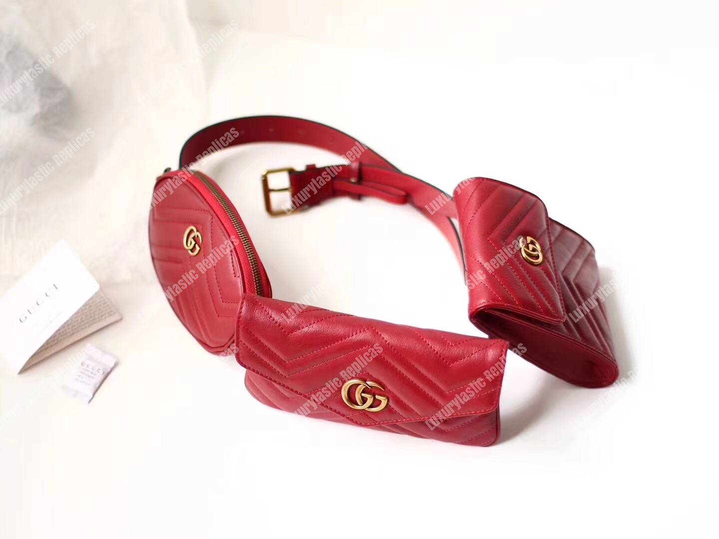 G*u*i gg marmont matelassé belt bag red