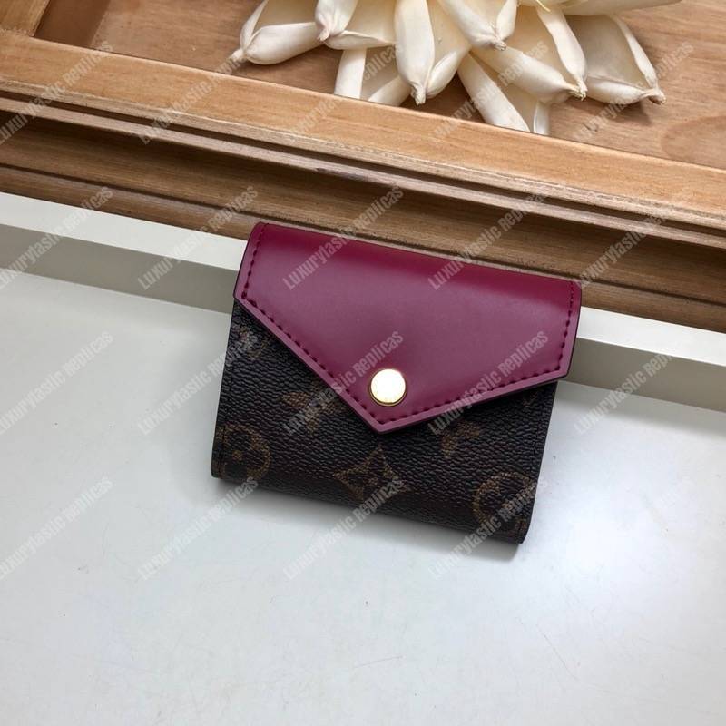 LV Zoé Wallet Monogram Fuchsia colored leather