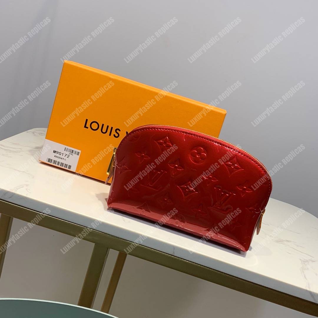 LV Cosmetic Pouch Monogram Vernis Leather Cherry
