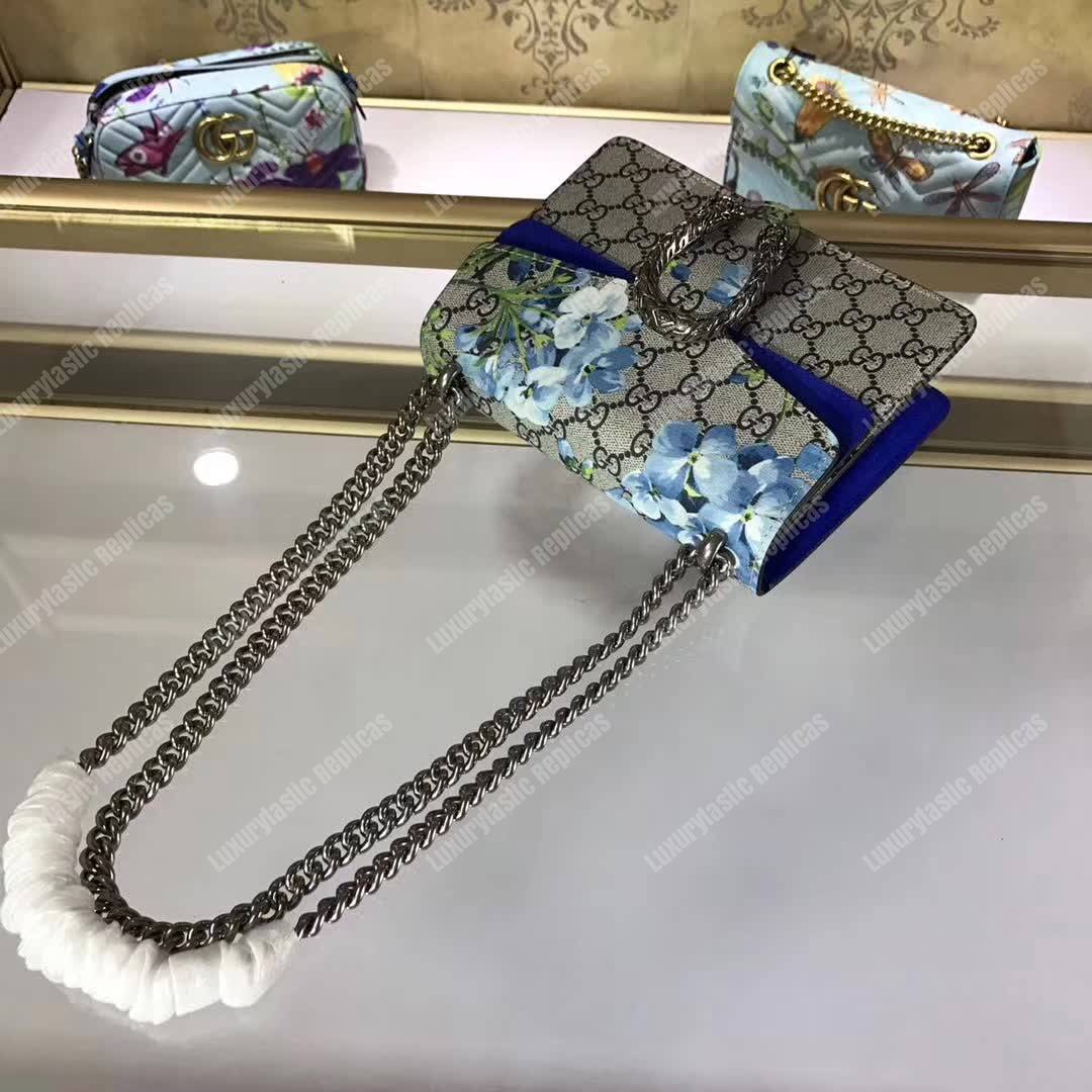G*u*i dionysus blue blooms print mini chain bag