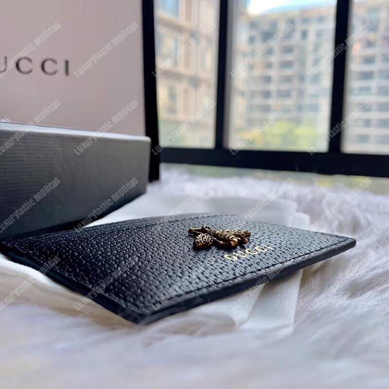 G*u*i animalier leather card case black