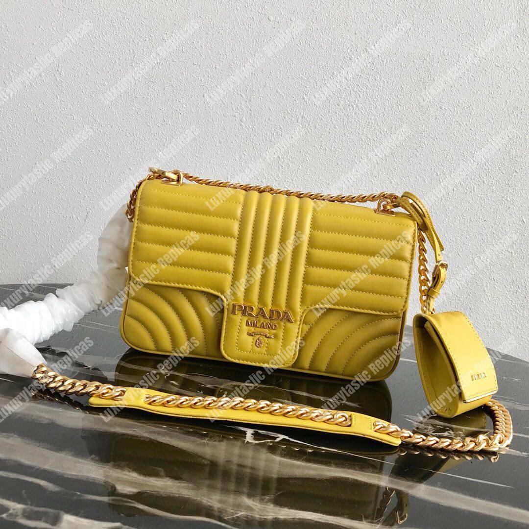 Pra*a diagramme medium leather bag yellow
