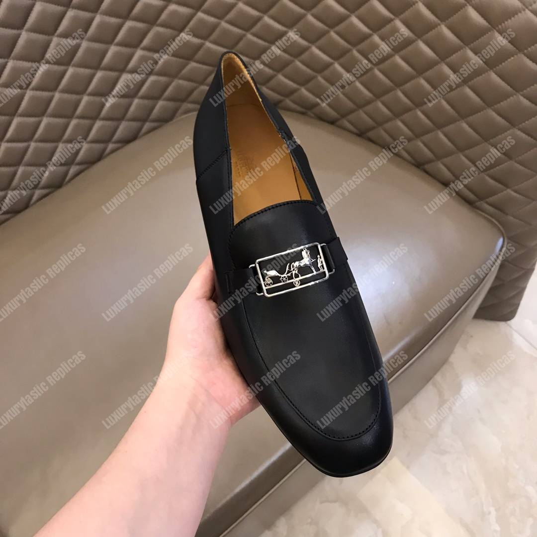 H**mes tenor loafer black leather
