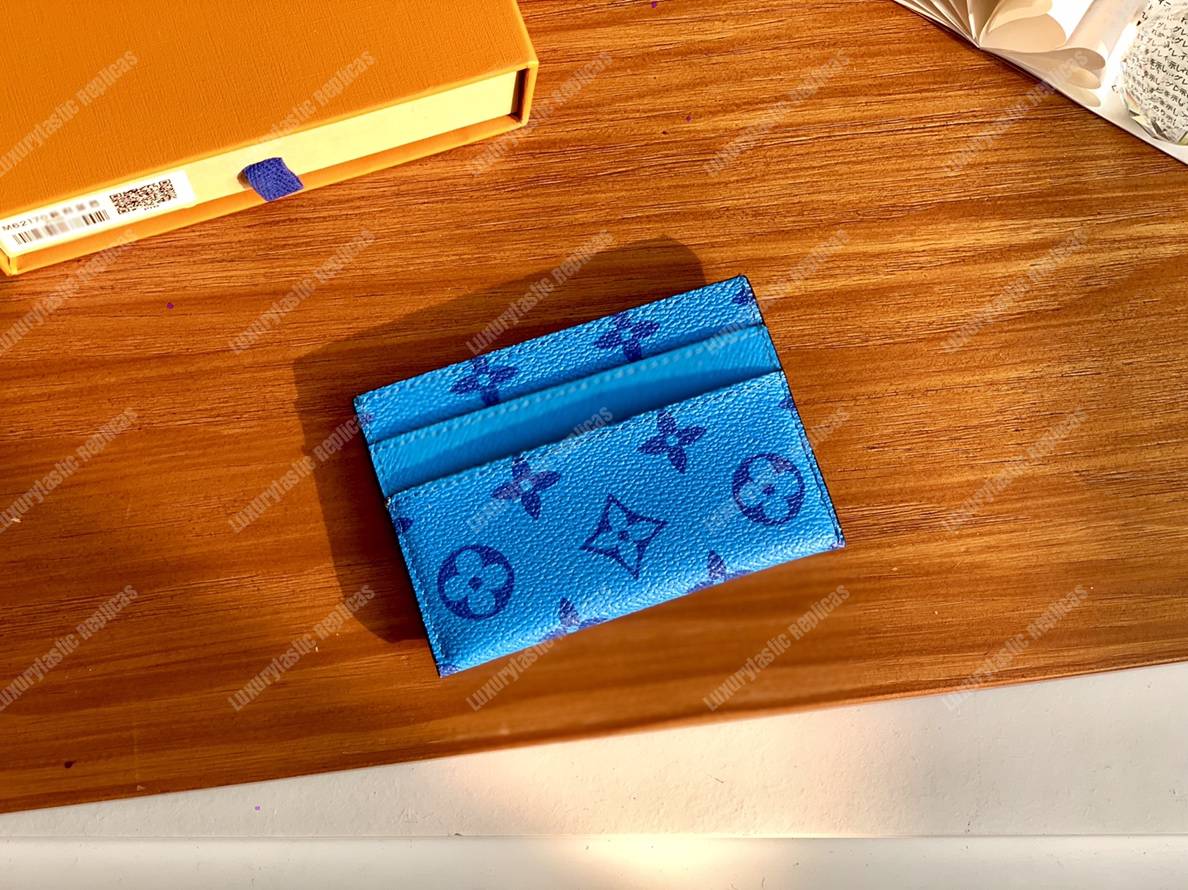 LV Double Card Holder Blue