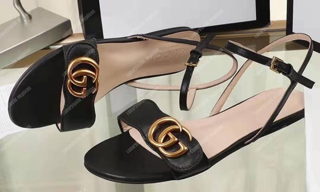 G*u*i leather double g sandal black