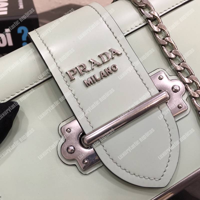Pra*a cahier calf leather bag light green