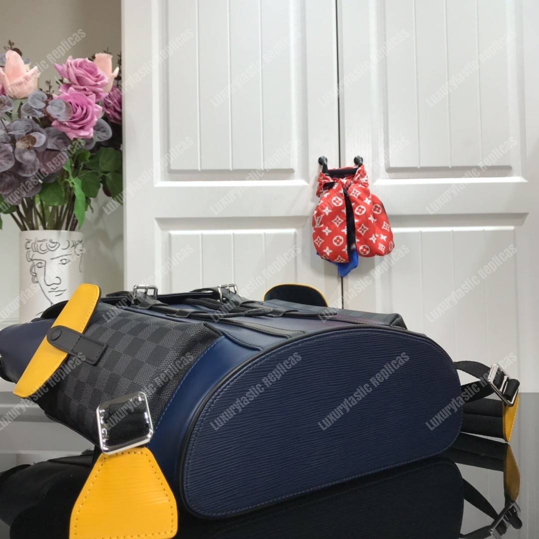LV Christopher PM Epi Leather Damier Graphite Patchwork Yellow