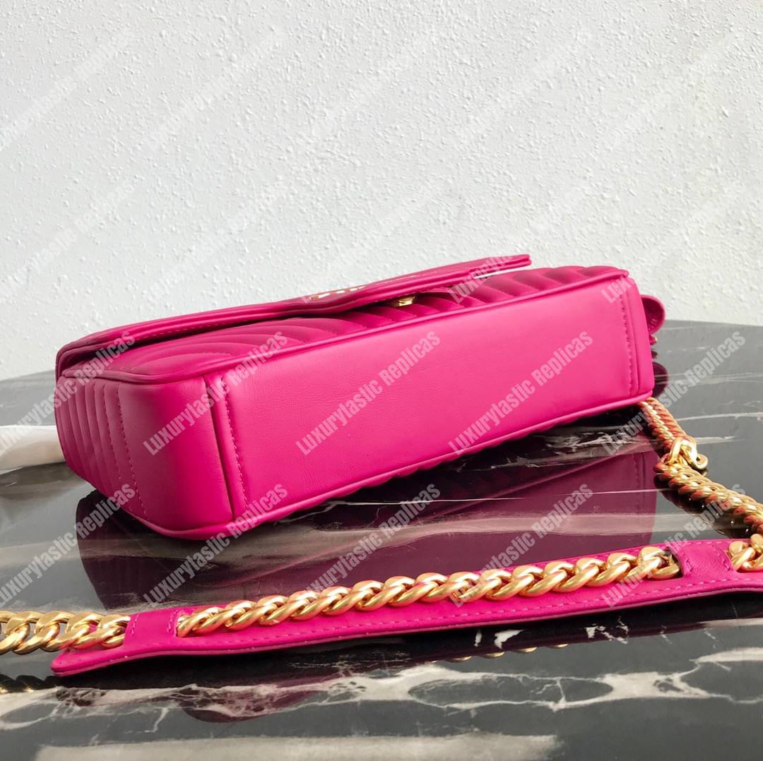 Pra*a diagramme medium leather bag fuchsia