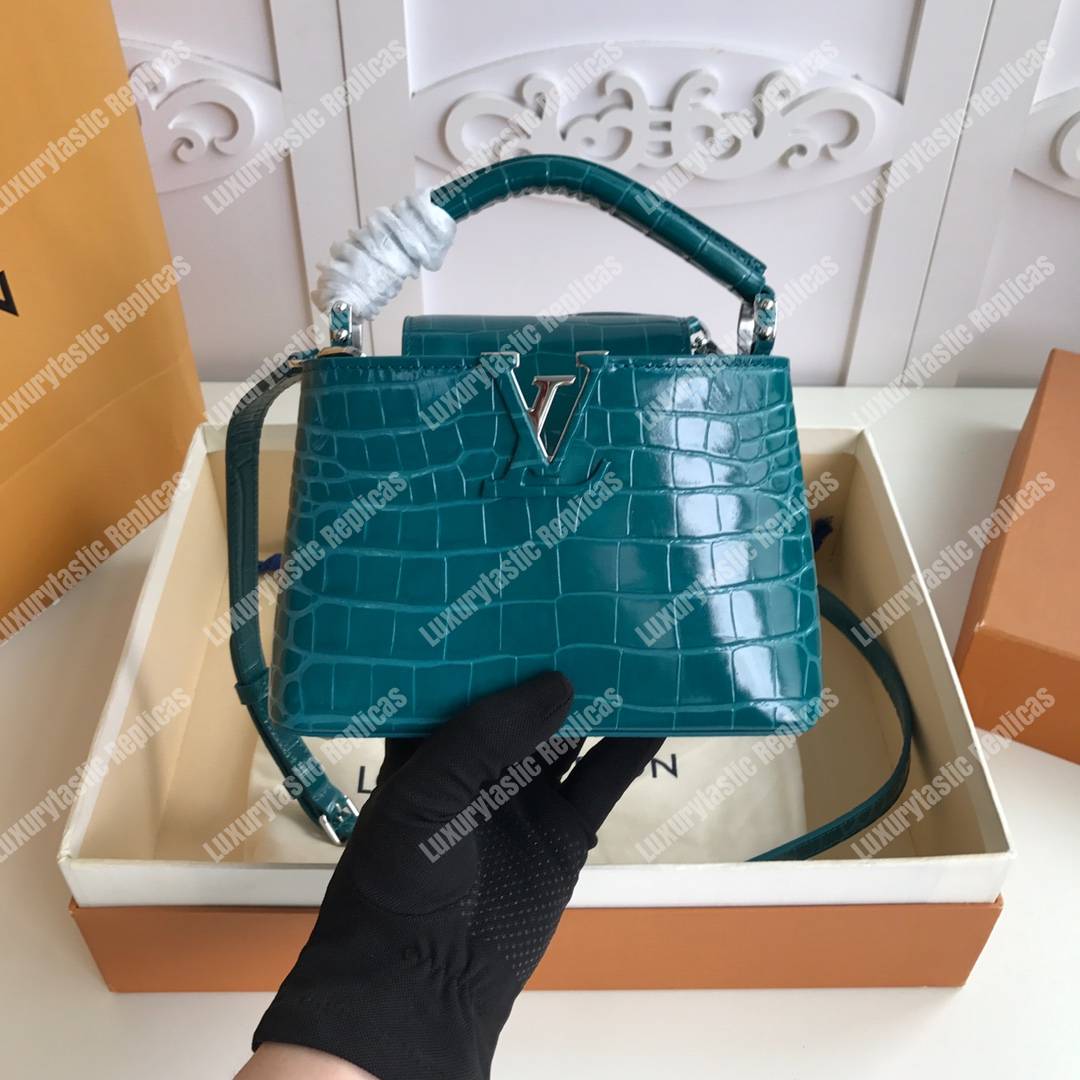 LV Capucines Mini Crocodilien Mat Cactus