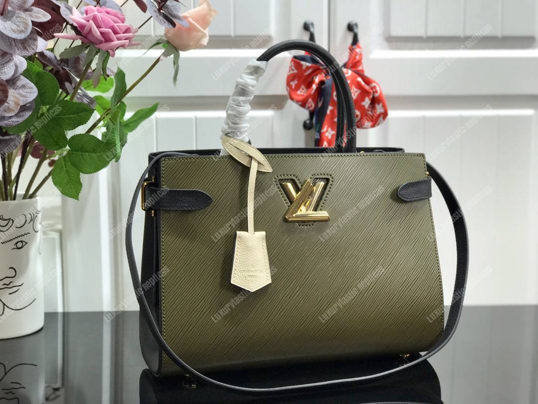 LV Twist Tote Epi Leather Kaki Creme Noir