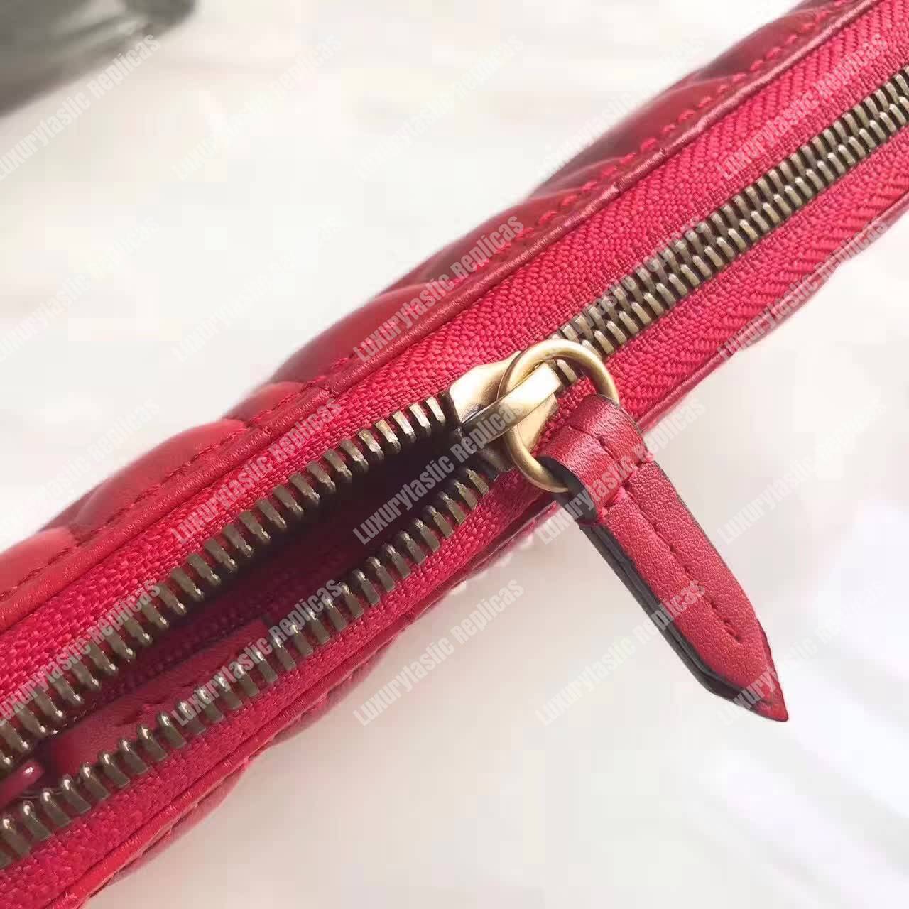 G*u*i gg marmont zip around wallet hibiscus red