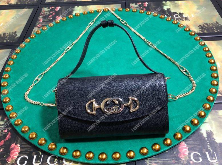 G*u*i zumi black smooth leather mini bag