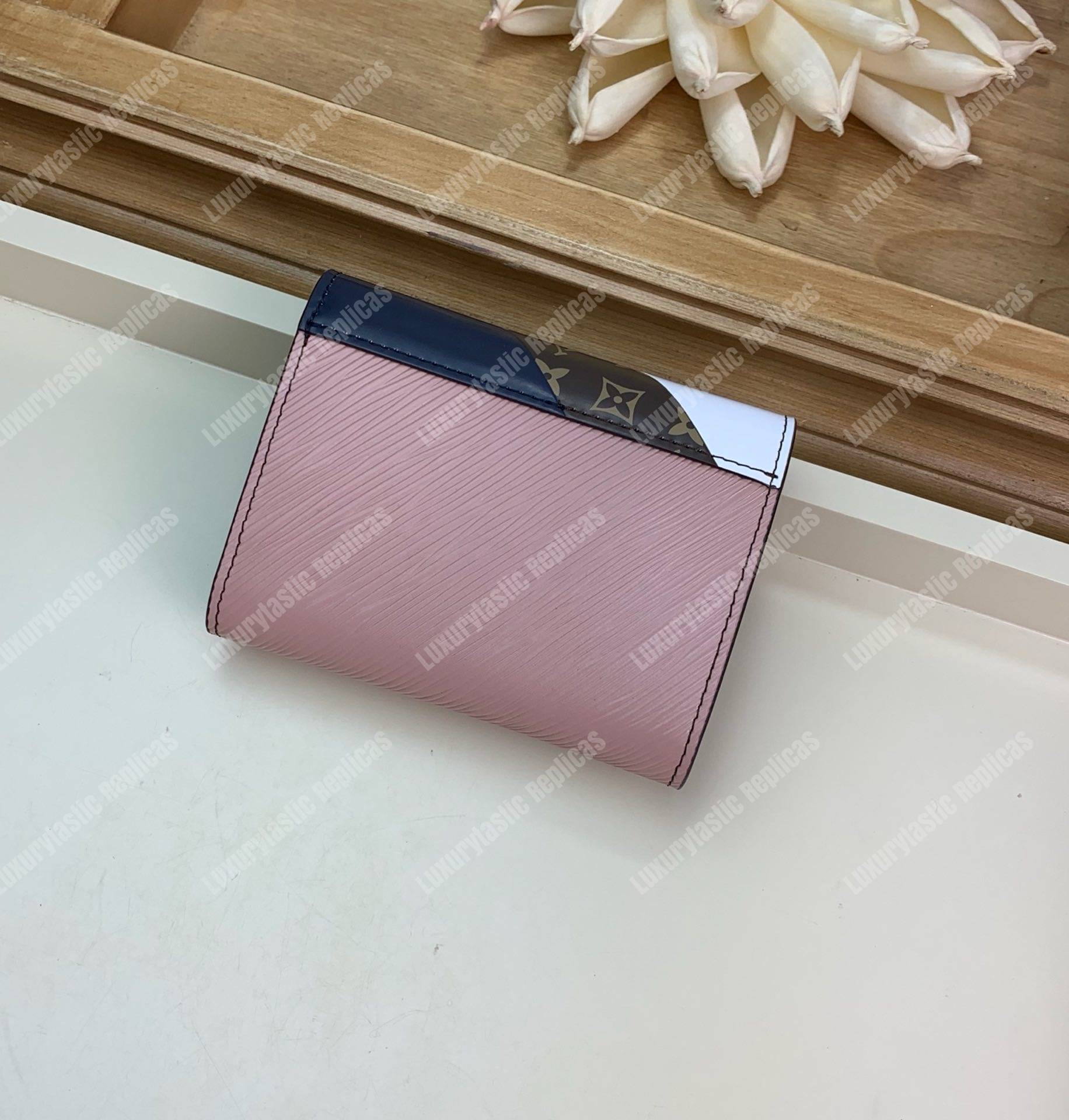 LV Twist Compact Wallet Epi Leather Monogram Blanc Rose