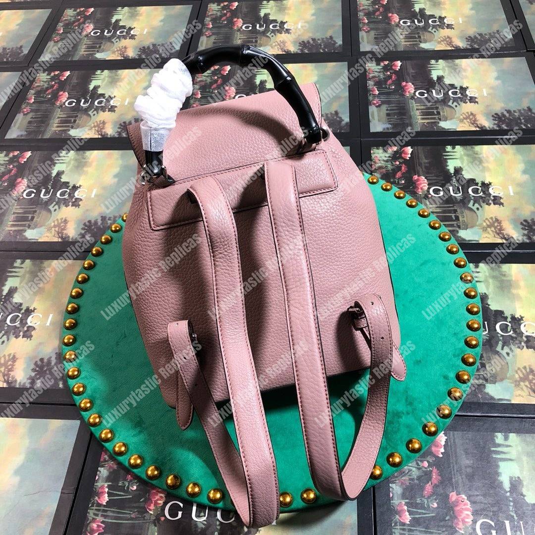 G*u*i leather bamboo tassel mini backpack magnolia