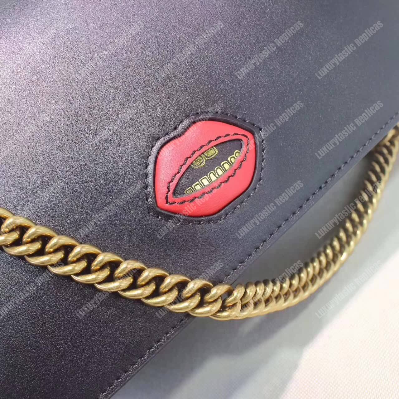 g*u*i gg marmont leather shoulder bag He**ts black