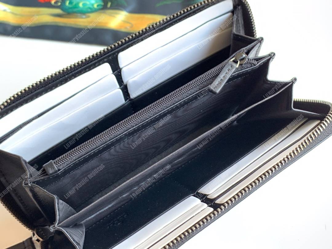 G*u*i kingsnake print gg sup*e zip around wallet black
