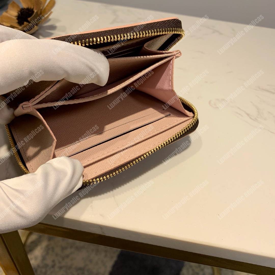 LV Zippy Coin Purse Damier Ebene Rose Ballerine Pink