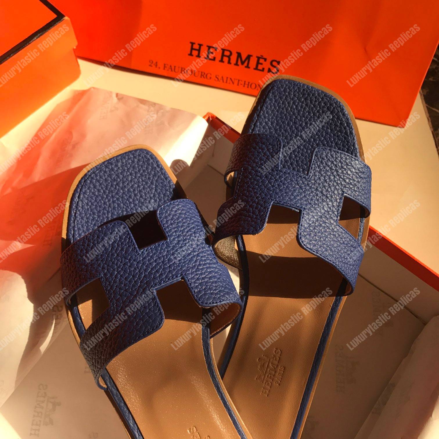 H**mes oran sandal epsom leather blue