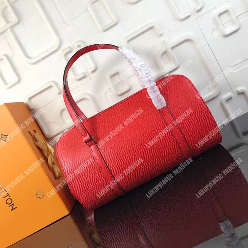 LV Soufflot Bag Black Epi Leather Red