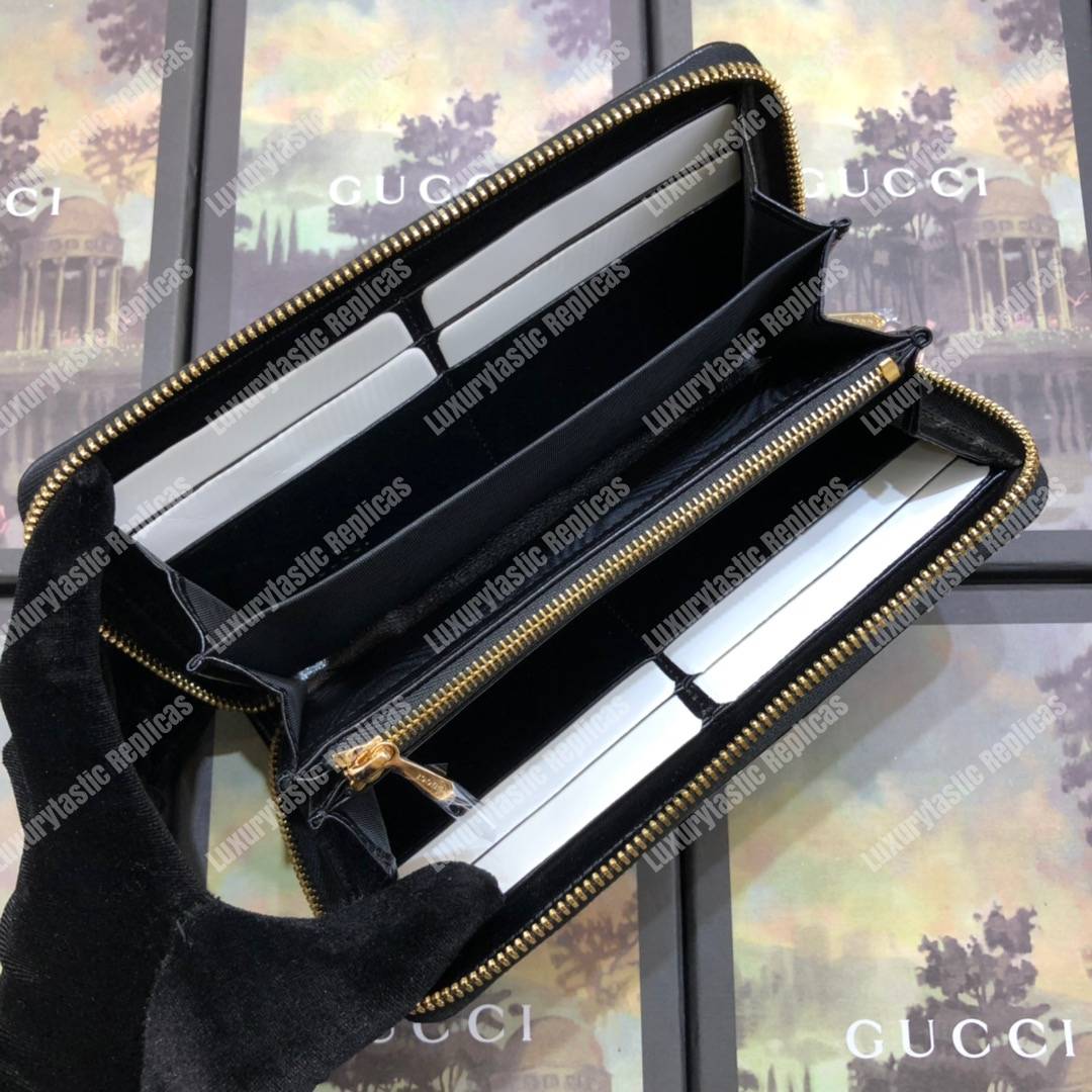 G*u*i rajah zip around wallet leather black