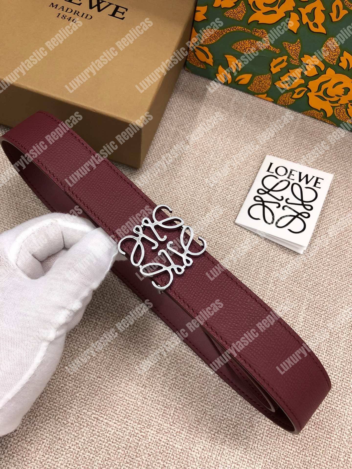 Loewe Anagram Belt 3.2Cm Maroon