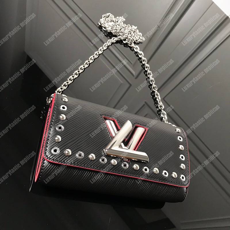 LV Twist Chain Wallet Epi Leather Black
