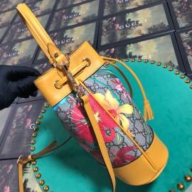 G*u*i ophidia gg flora small bucket bag yellow