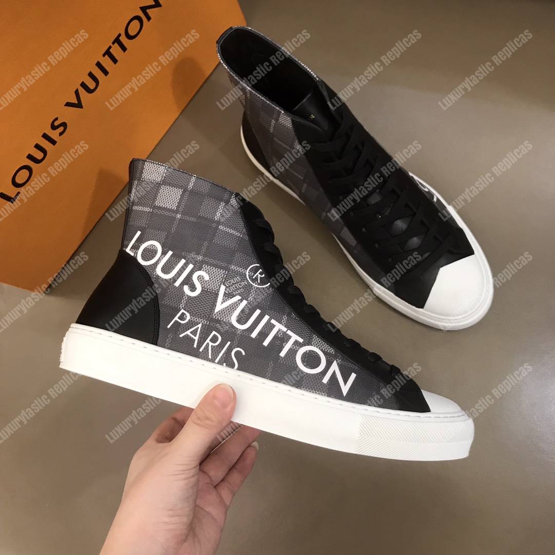 LV Tattoo Sneaker Boot Dameir Tartan Canvas Black