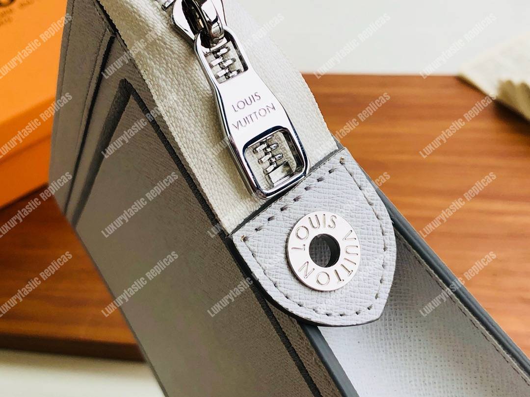 LV Pochette Voyage MM Taiga Leather White