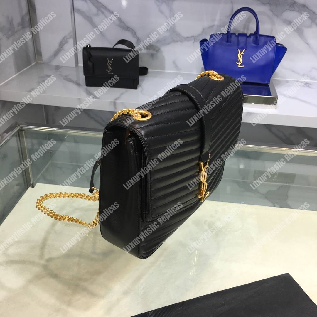 Saint Laurent Sulpice Medium In Matelassé Leather Black