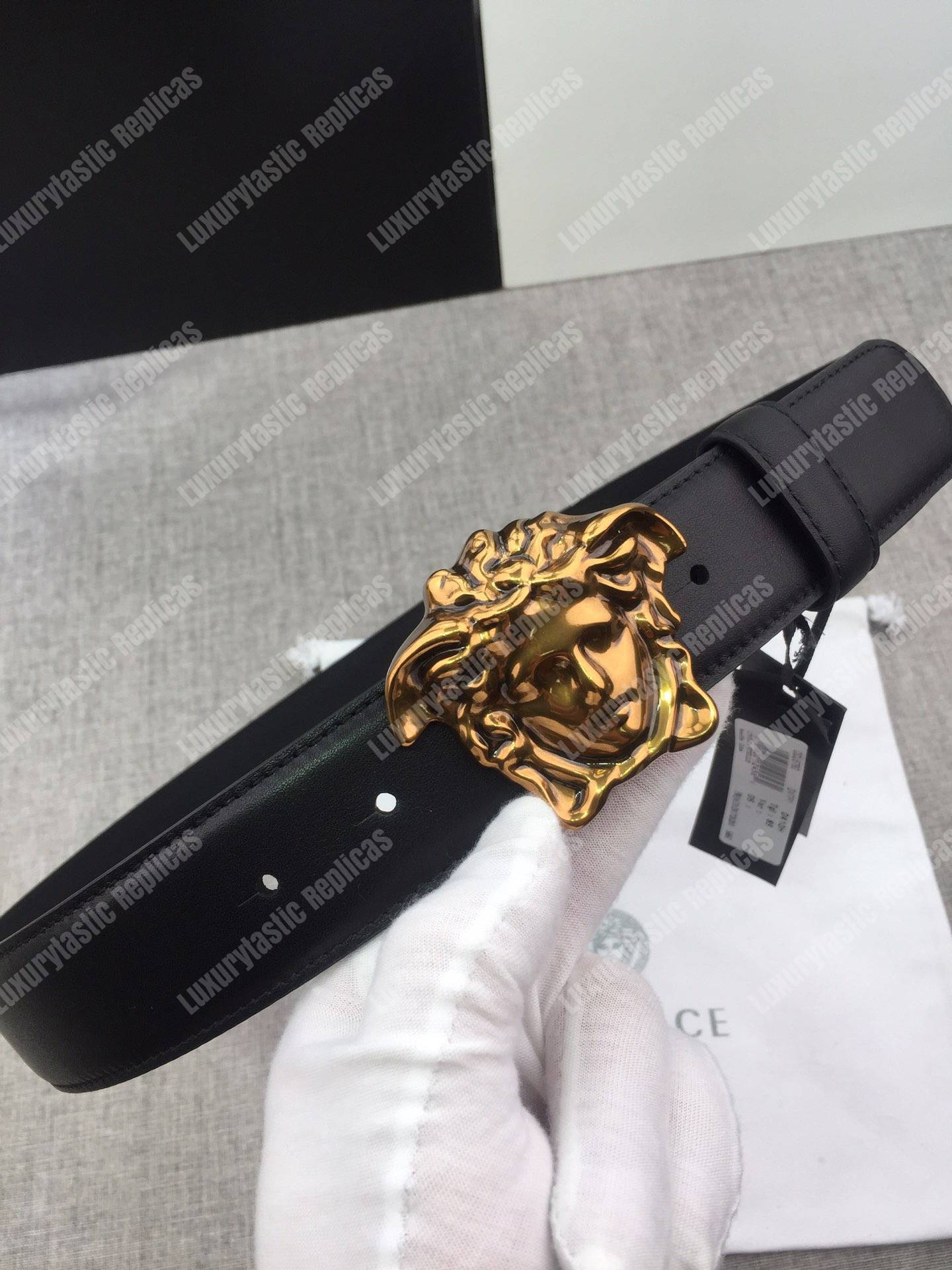 Versace Palazzo Belt with Brass Medusa Buckle
