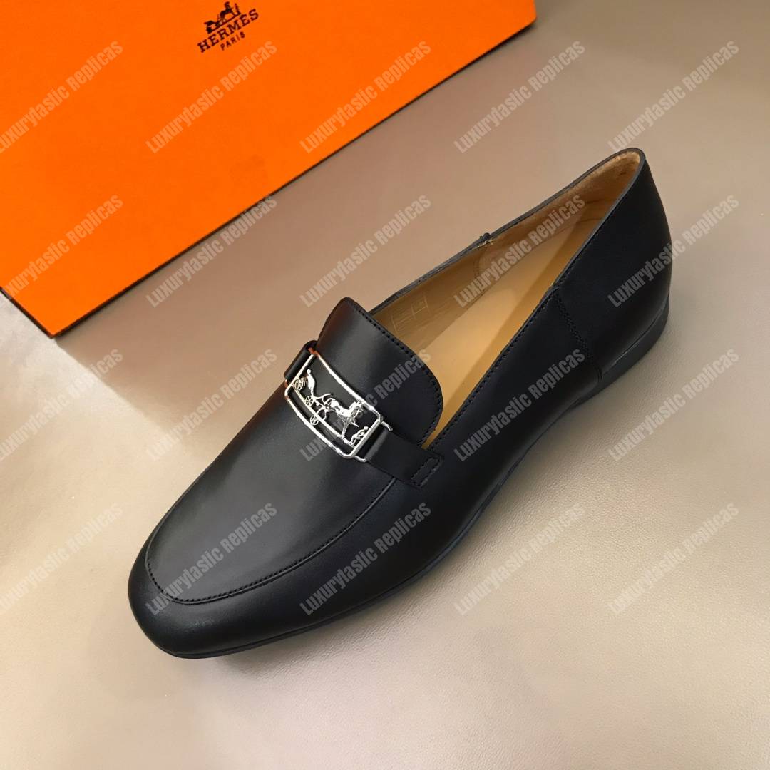 H**mes tenor loafer black leather