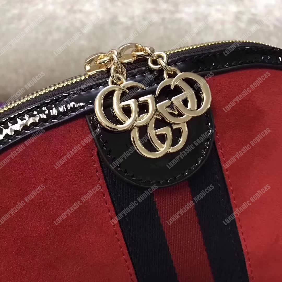 G*u*i ophidia small shoulder bag in hibiscus red suede
