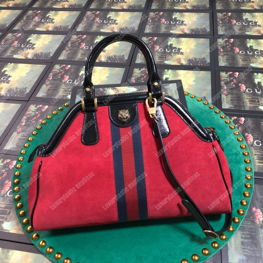 G*u*i re(belle) medium shoulder bag suede red